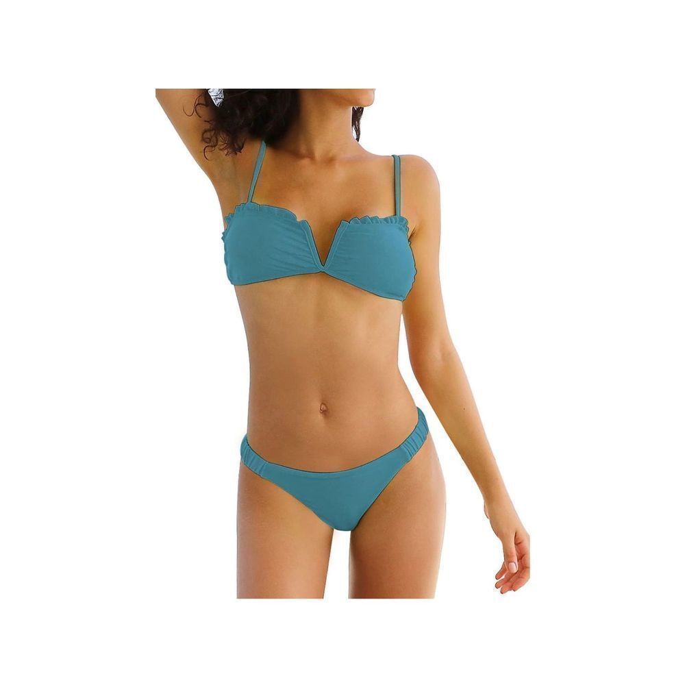 SHEKINI Women's V-Wired Bikini Set Lace Up Bathing Suit